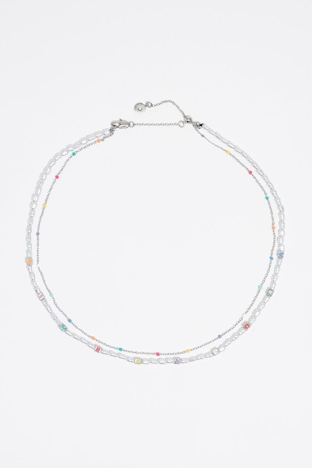 silver-tone dice logo double-layer necklace