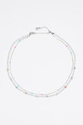silver-tone dice logo double-layer necklace