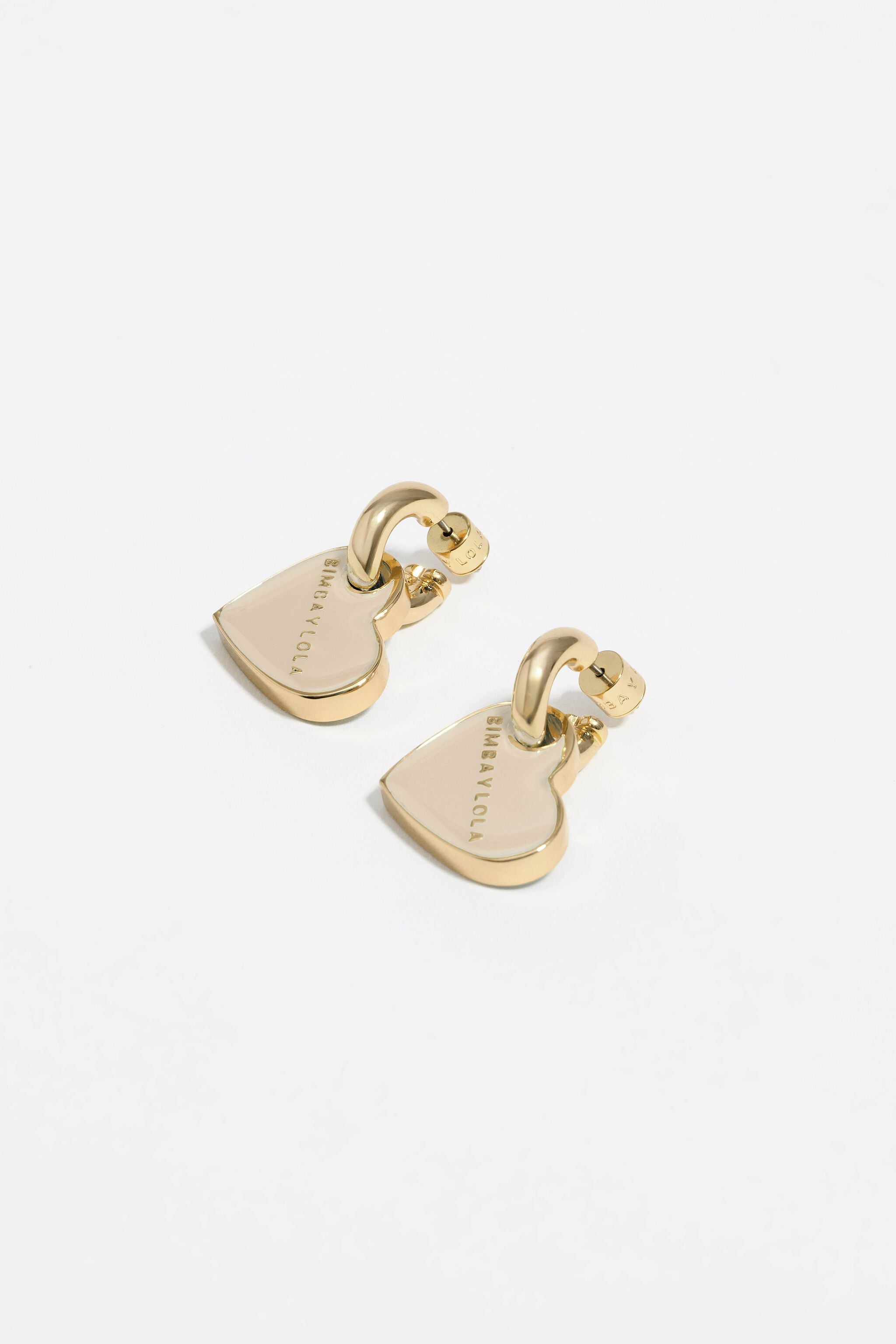 Black and gold hearts hoop earrings