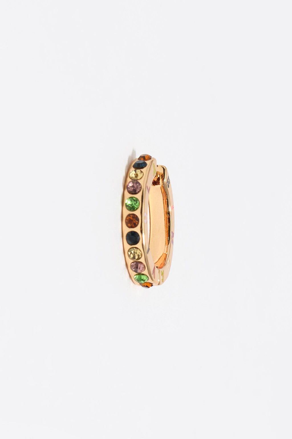 Multicolored crystals and logo hoop earrings