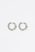 Multicolored crystals and logo hoop earrings