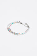 silver double-layer dice logo bracelet
