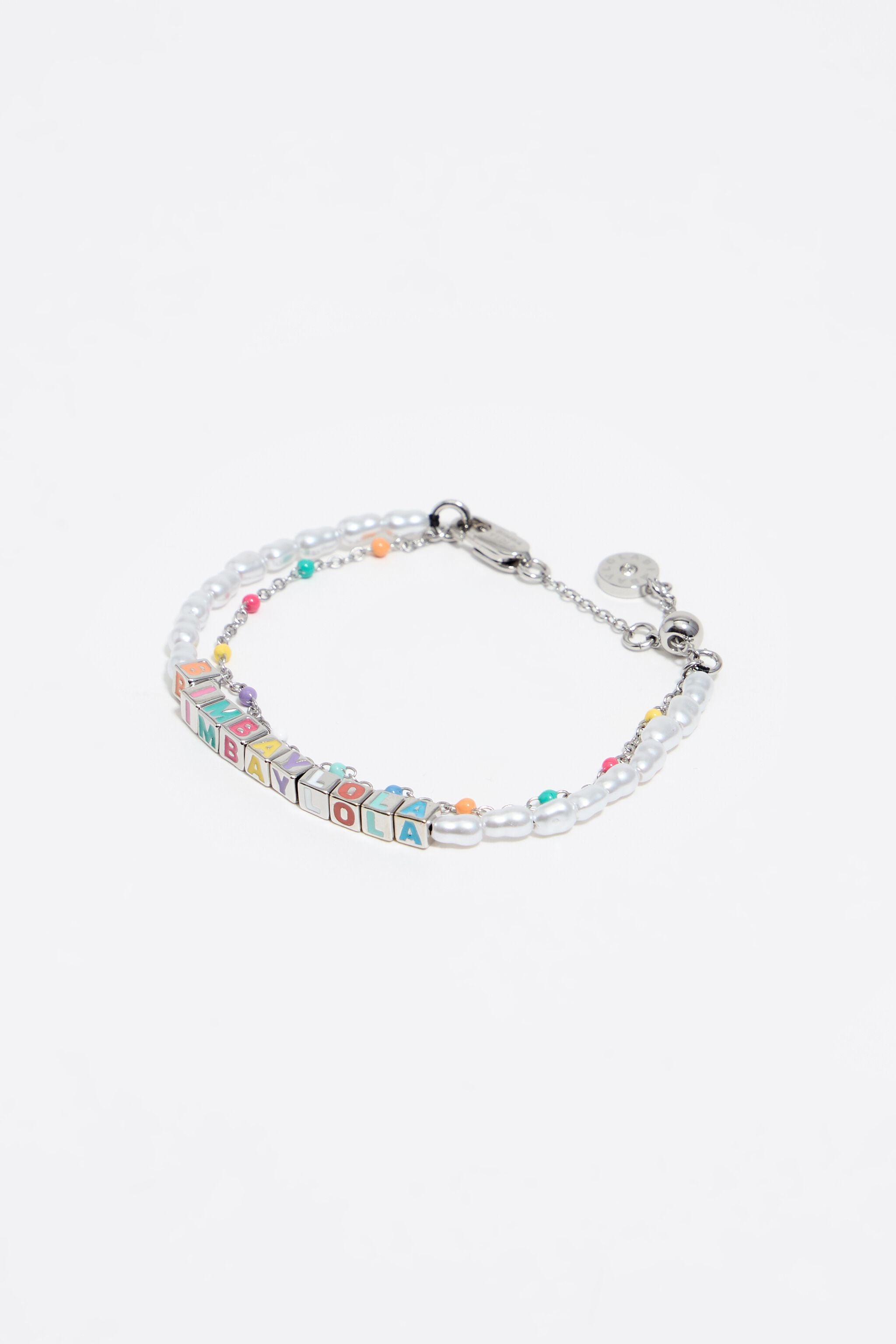 silver double-layer dice logo bracelet