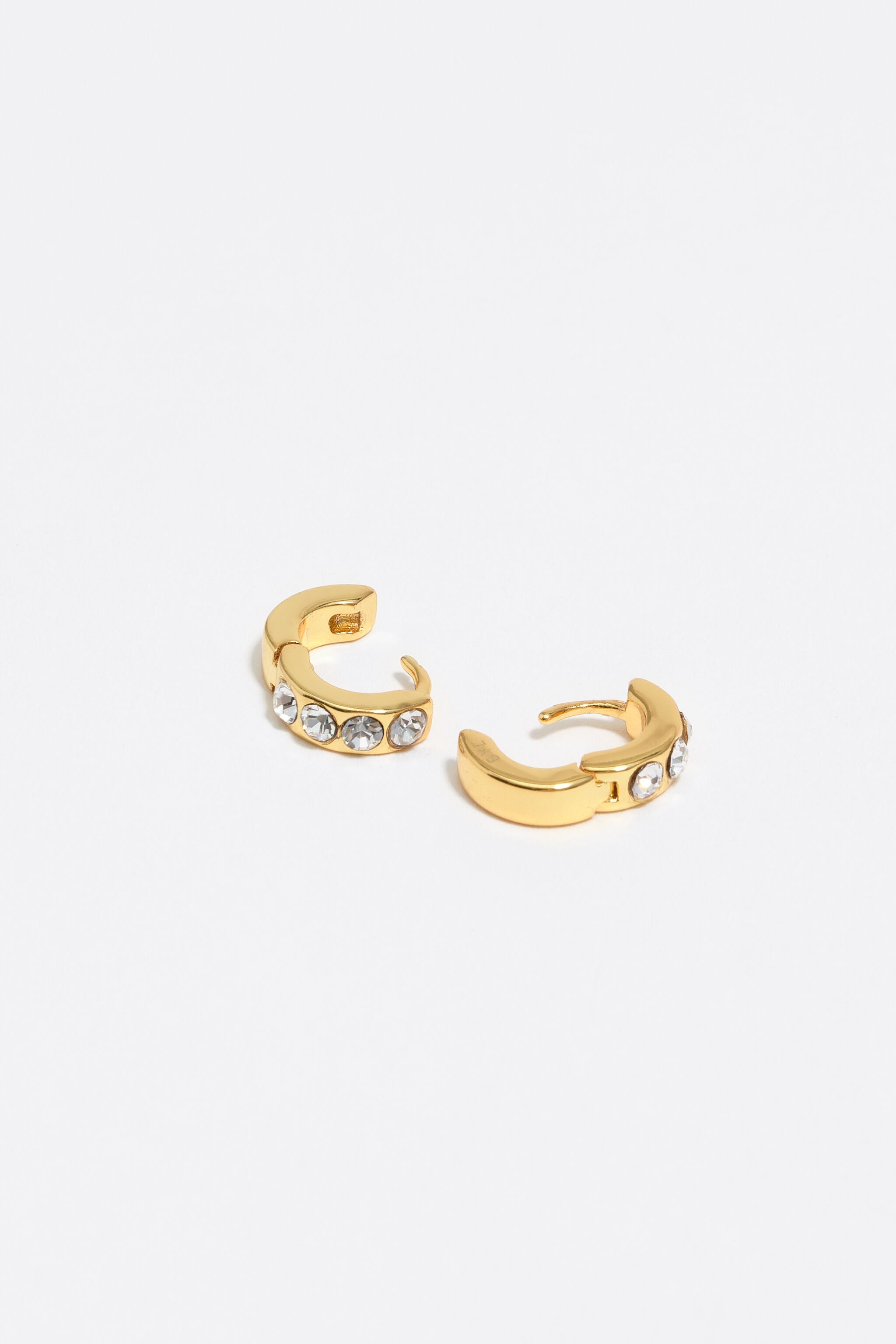 Golden mini hoop crystals earrings