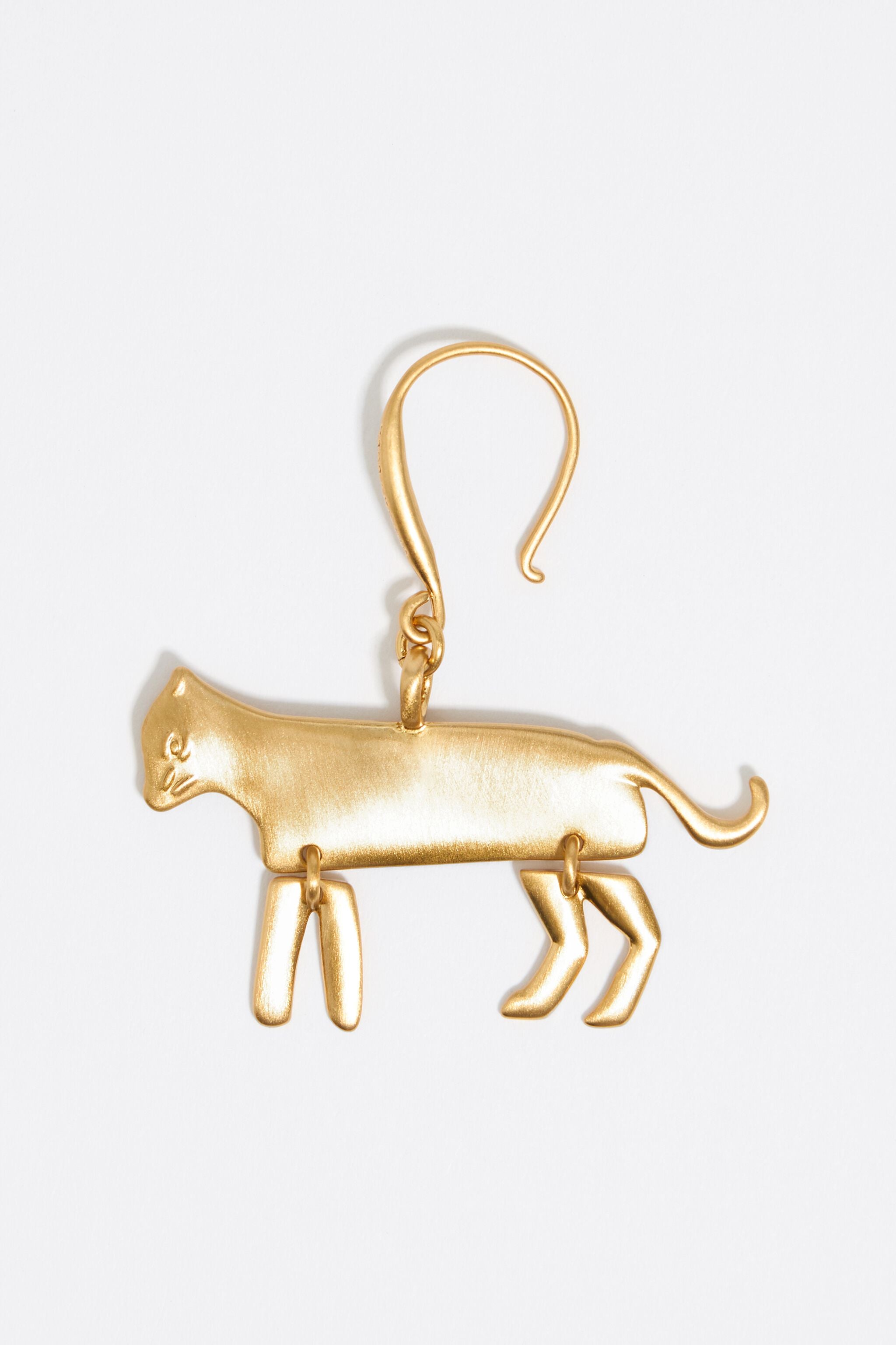 Gold-tone metal motif hook earrings