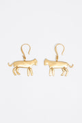 Gold-tone metal motif hook earrings