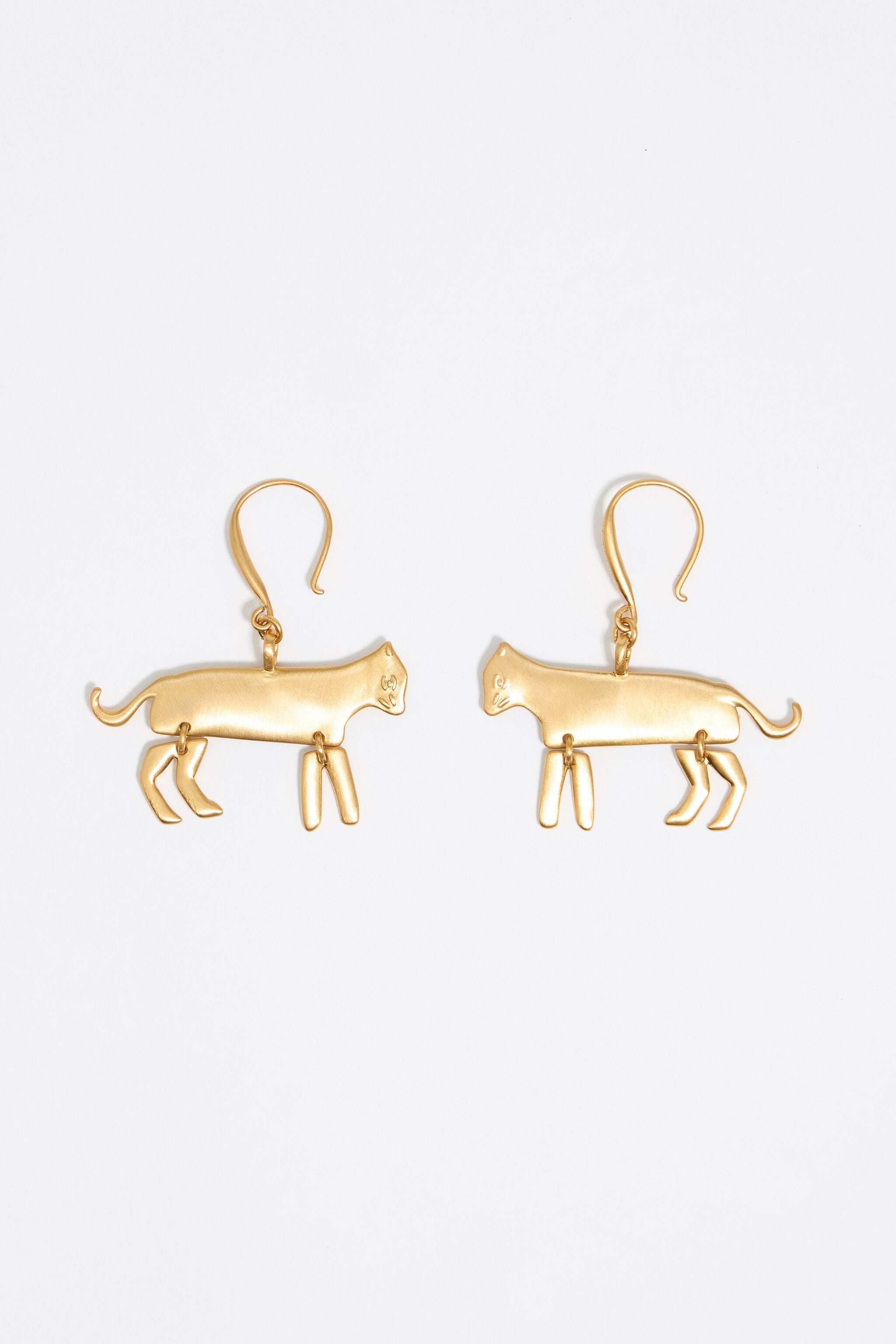 Gold-tone metal motif hook earrings