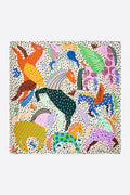 Ivory horse scarf with mini prints and splodge print