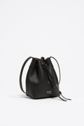 Black leather bucket bag