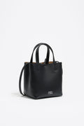 Small black leather Chihuahua bag