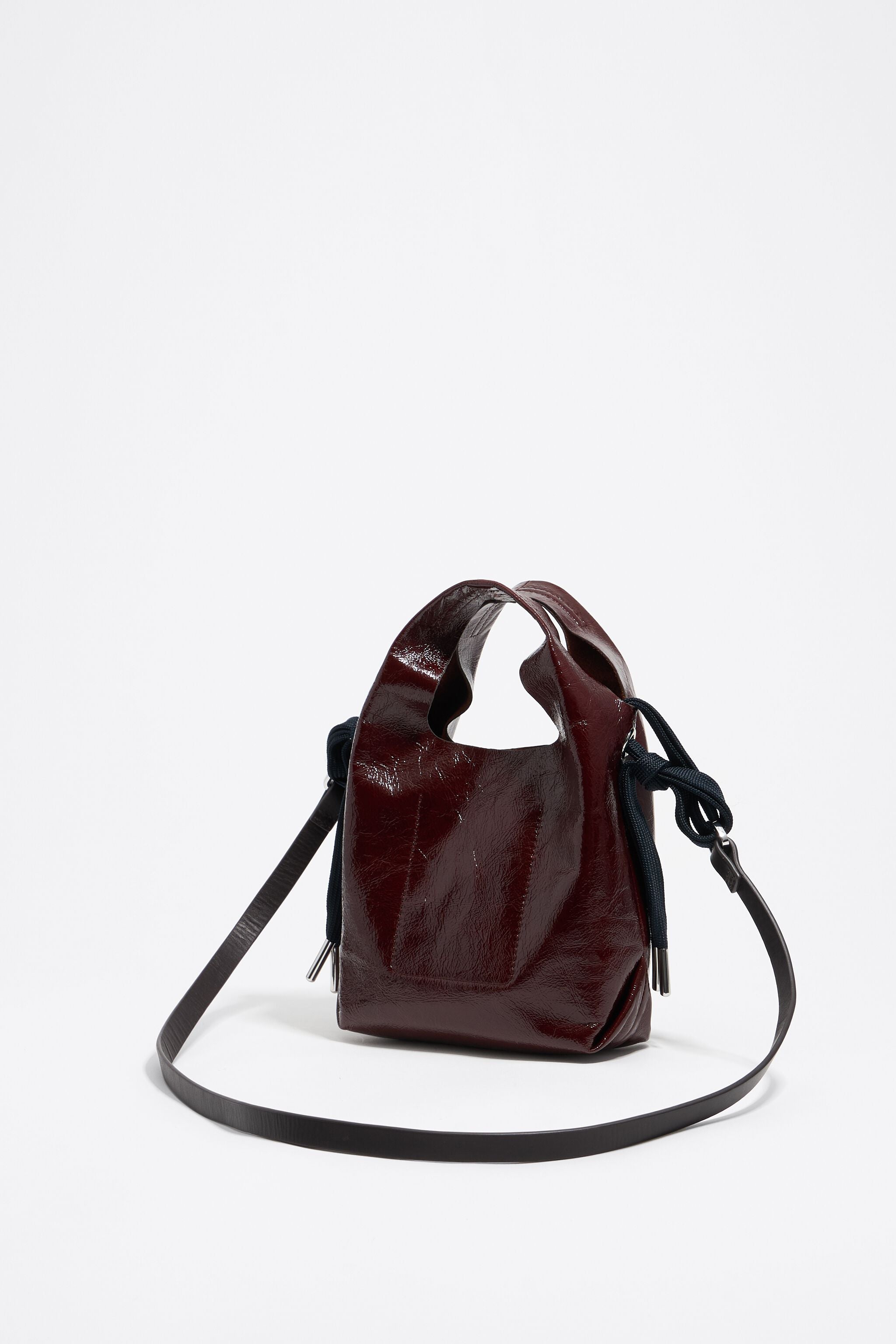 Chestnut leather mini Paper bag