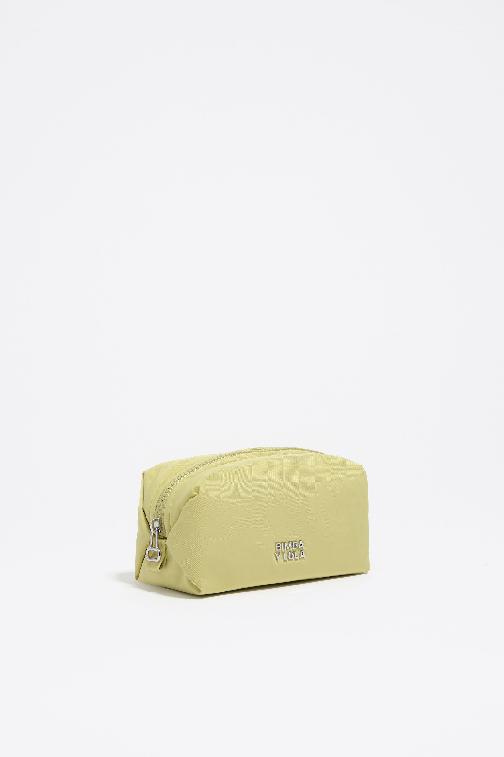 Small pale lime nylon make-up case