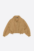 Oversize washed camel gathered jacket