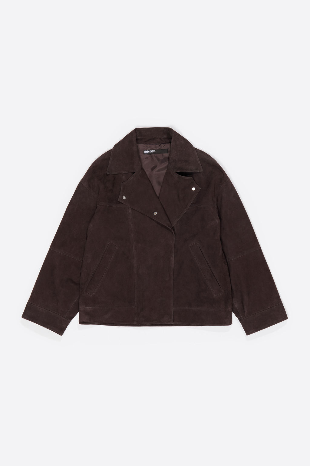Dark brown suede double-breasted jacket