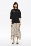 Taupe Snake asymmetric pleated skirt