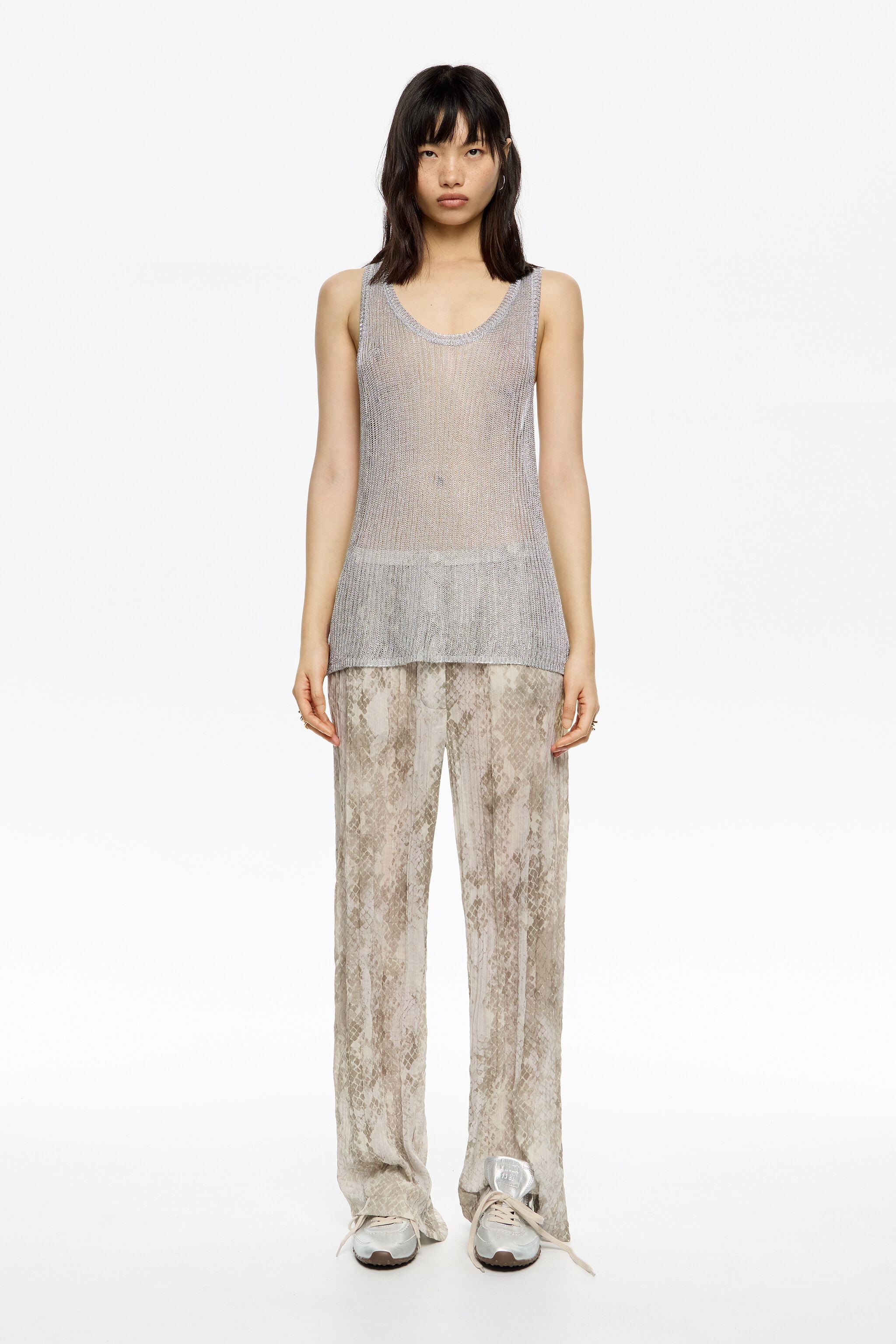 Taupe Snake pleated jogger trousers