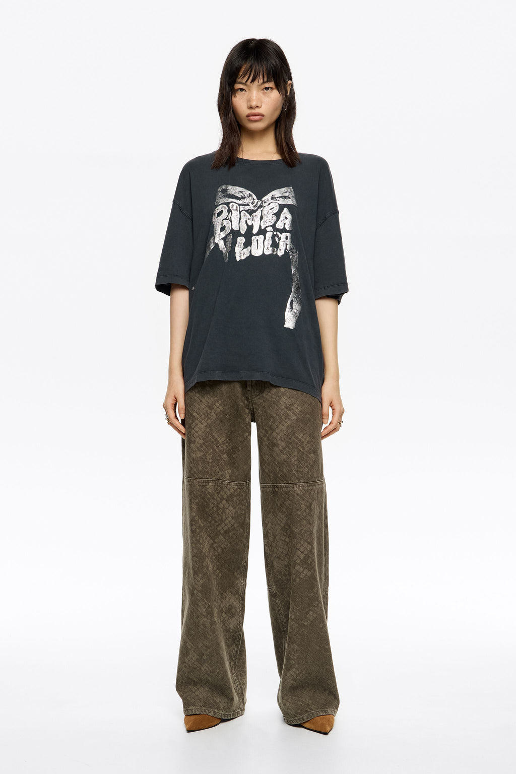 WIDE LEG - Brown Snake denim jeans