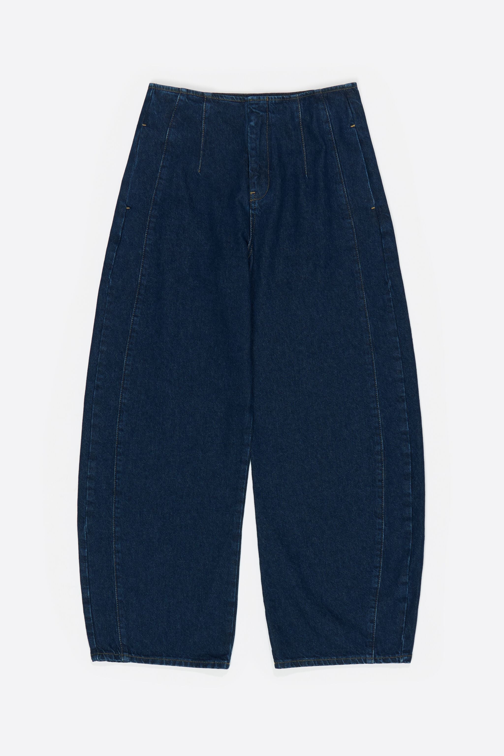 Dark blue buckled denim jeans