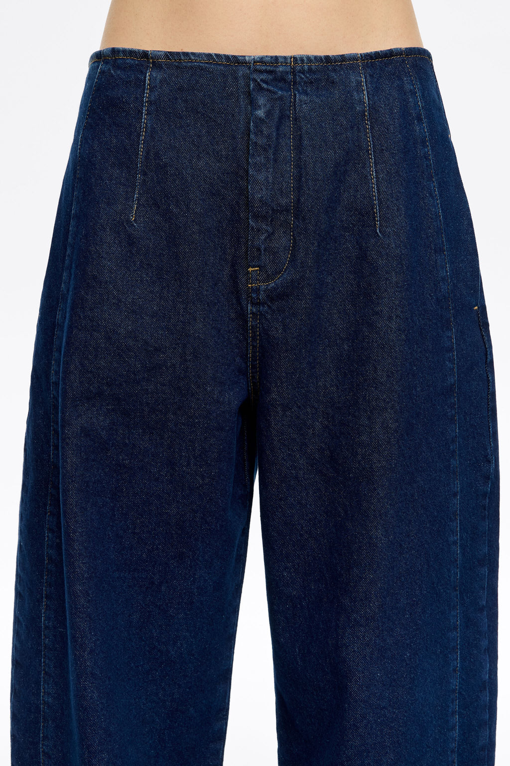 Dark blue buckled denim jeans