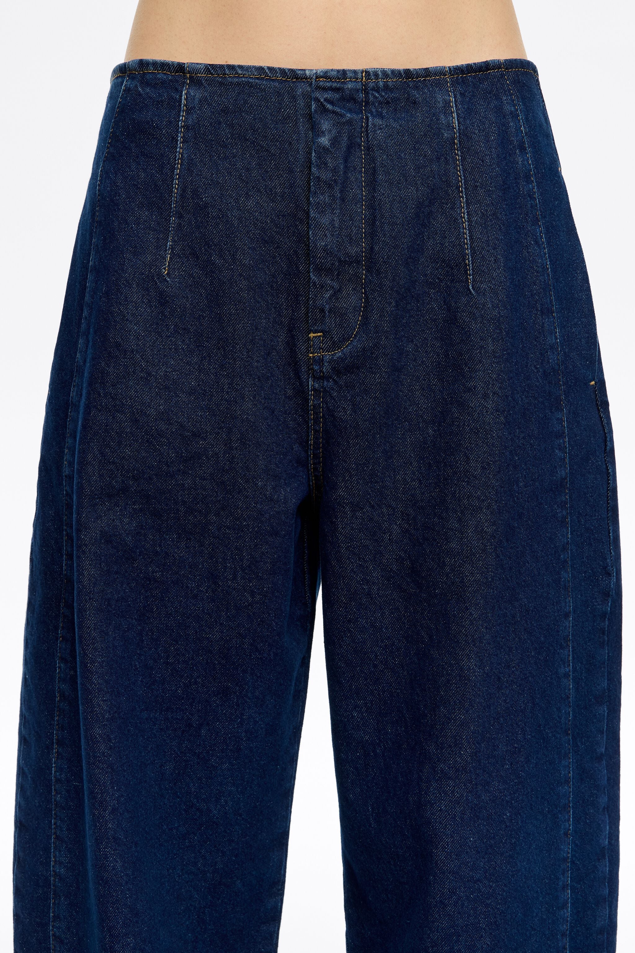 Dark blue buckled denim jeans