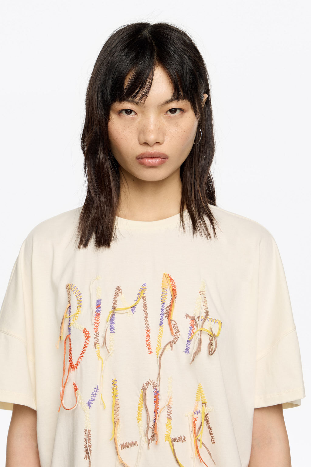Vanilla fringed logo T-shirt