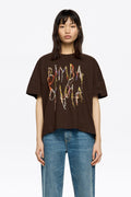 Dark burgundy fringed logo T-shirt