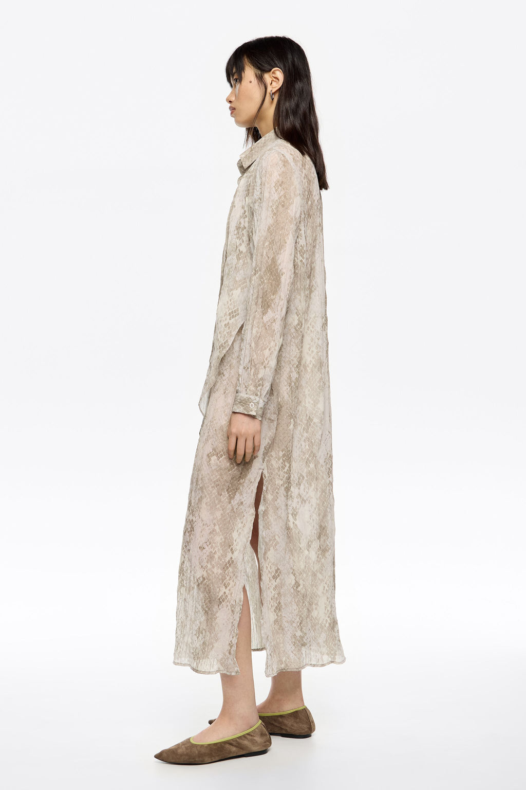 Taupe Snake maxi tie pleated dress