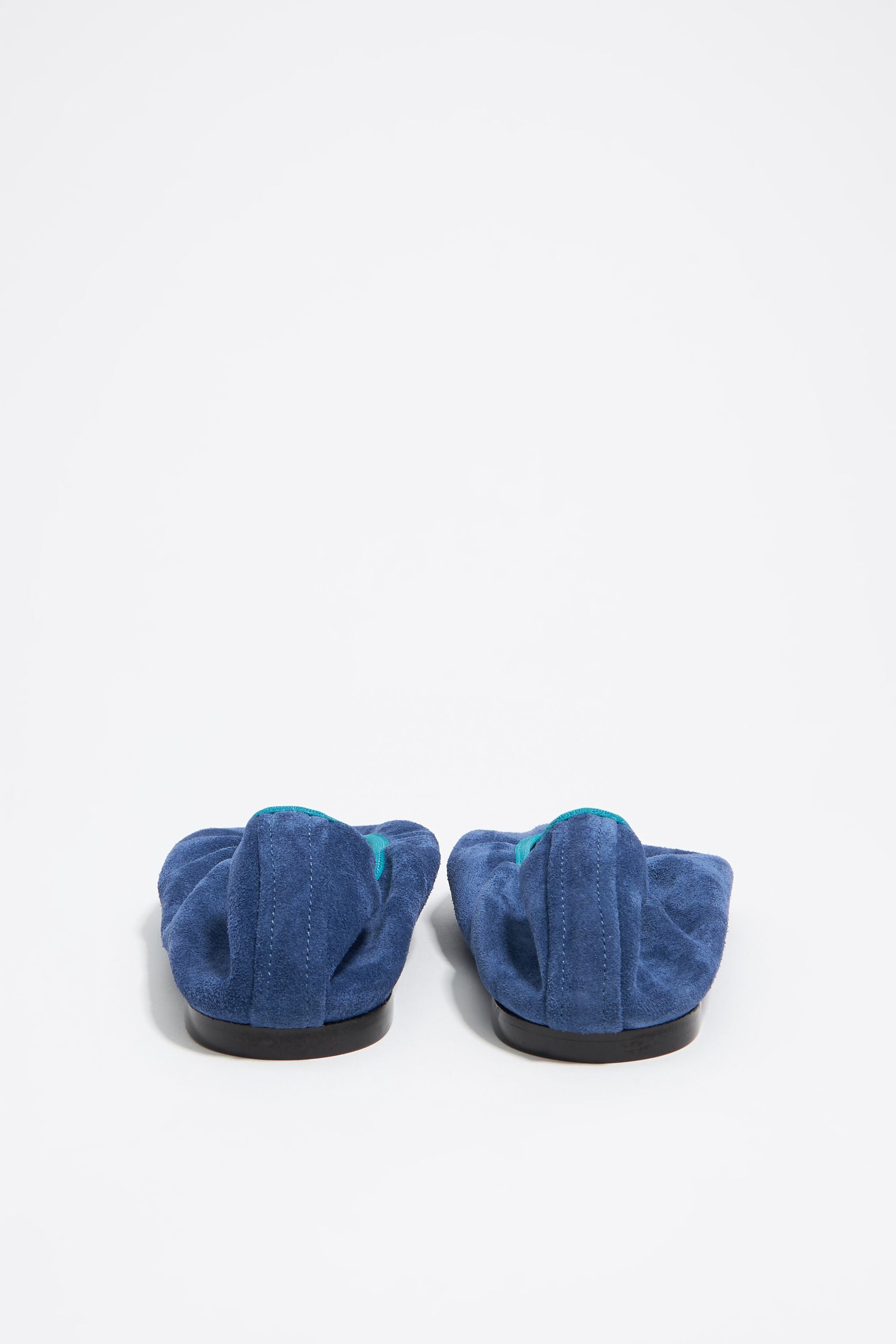 Blue suede pointed toe ballerina