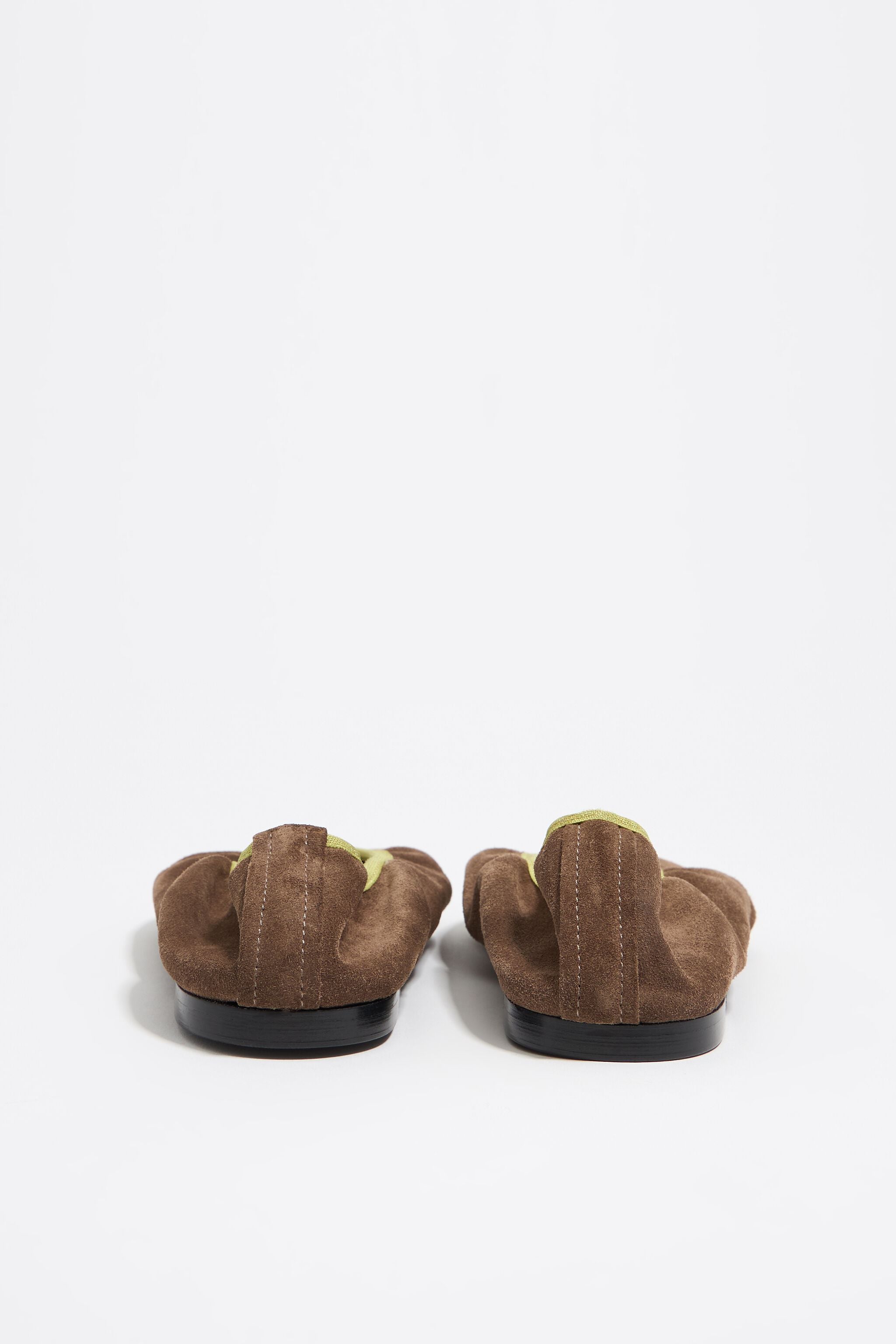 Brown suede pointed toe ballerina