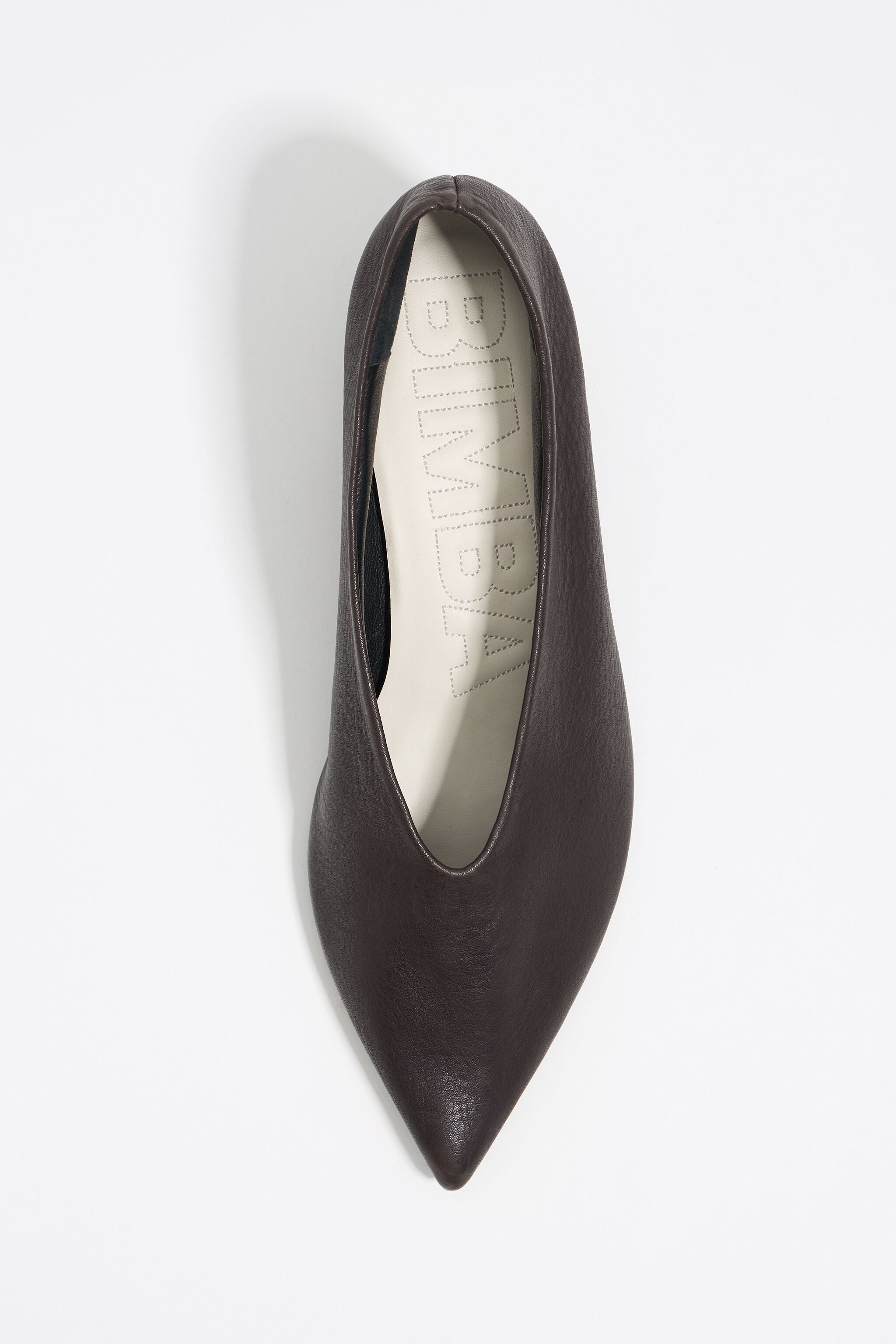 Chocolate leather medium heel court shoe